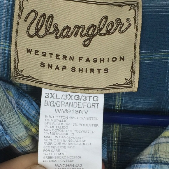 Wrangler snap button down plaid shirt 3x - Picture 4 of 4